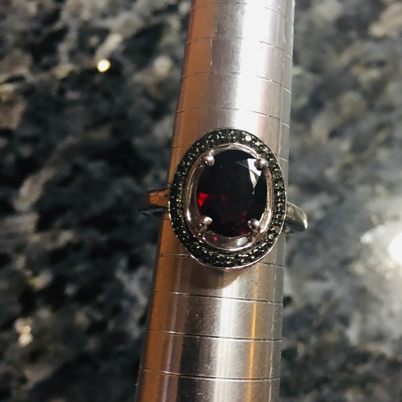 Gorgeous Lab Created Garnet Necklace & Ring Set - Picture 3 of 10